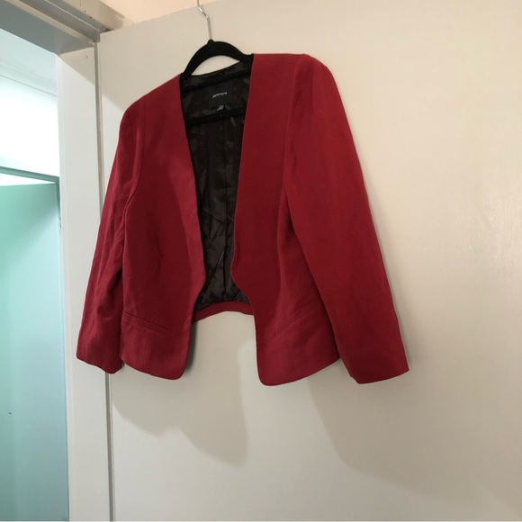 Portmans Jackets & Blazers - Crop Over coat Size 10 women’s open jacket dark red smart casual work